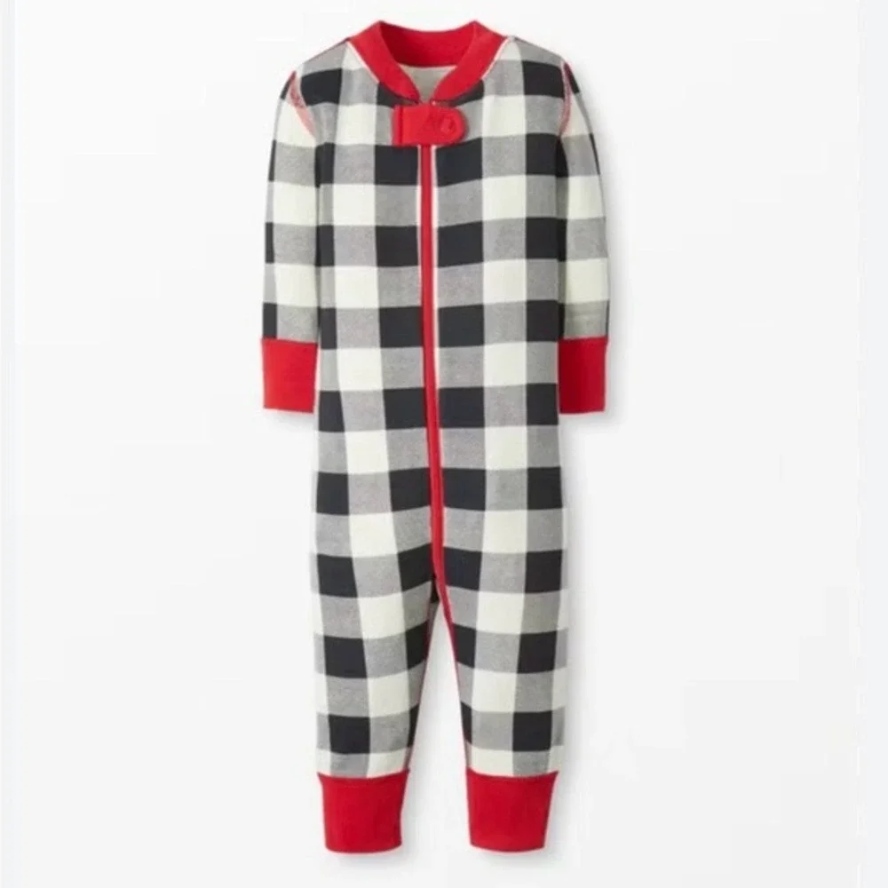 Hanna Andersson Holiday Baby Zip Sleeper Black White‎ & Red Buffalo Plaid